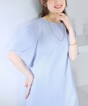 ブラウス シャツ 異素材切替チューリップ袖チュ...の詳細画像2