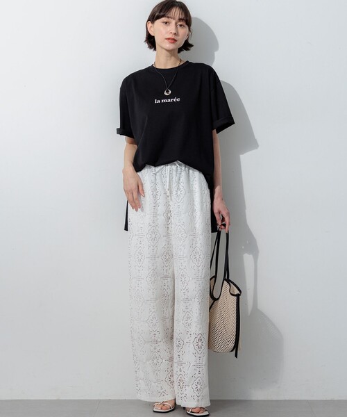 23区（ニジュウサンク） パンツ ラッセルオーナメントレース ワイド