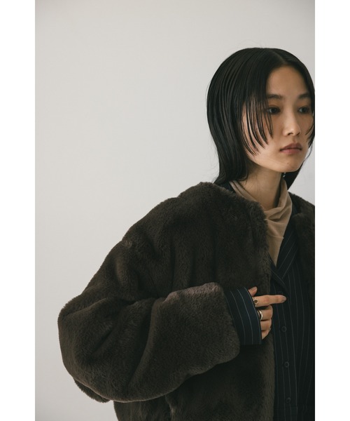 「STYLEMIXER」 ノーカラージャケット FREE ベージュ レディースの画像