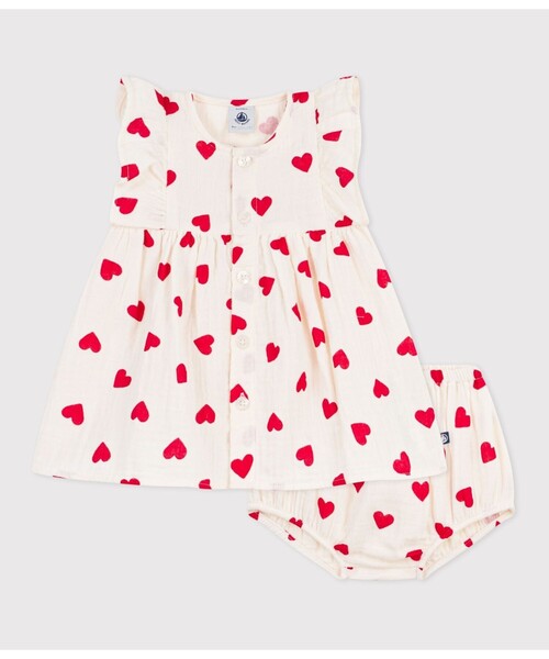ダブルガーゼワンピース　ブルマセット　プチバトー　2y 24m 86cm PETIT BATEAU（プチバトー） ワンピース ダブルガーゼワンピース