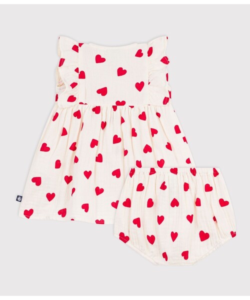 PETIT BATEAU ハート柄 ノースリーブワンピース 95cm PETIT BATEAU（プチバトー） ワンピース ダブルガーゼワンピース