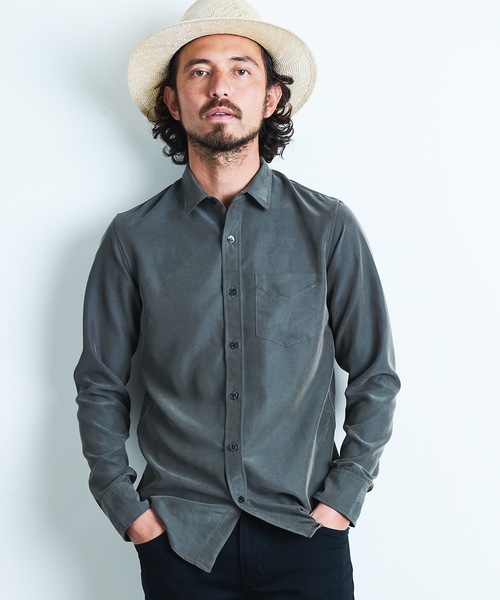 「Magine」 長袖シャツ 44 オリーブ メンズ_画像9