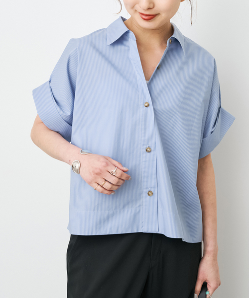 spick＆span スピックアンドスパン　完売ポプリンシャツ Spick＆Span（スピック アンド スパン） ブラウス シャツ ハーフ