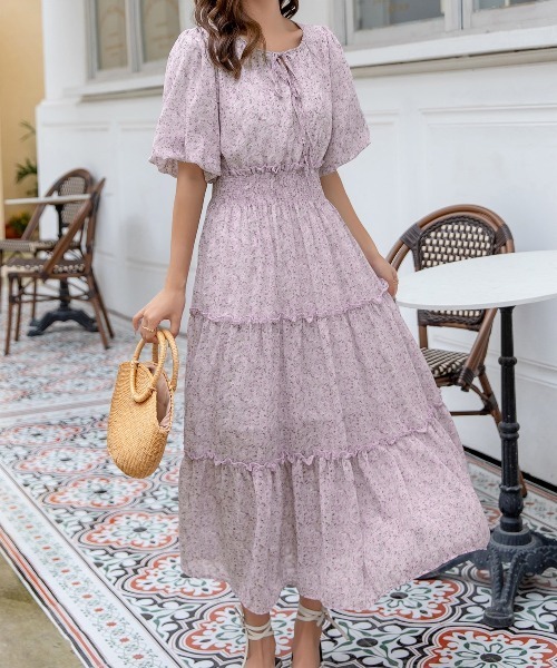 「DAY CLOSET」 半袖ワンピース M パープル レディース_画像2