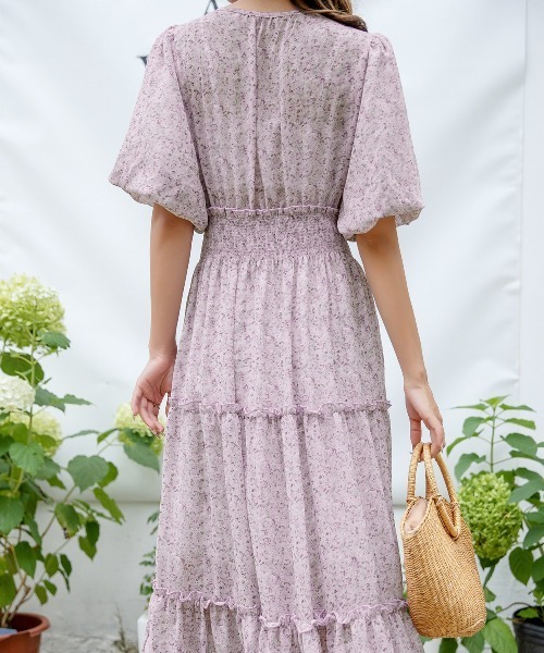 「DAY CLOSET」 半袖ワンピース M パープル レディース_画像4