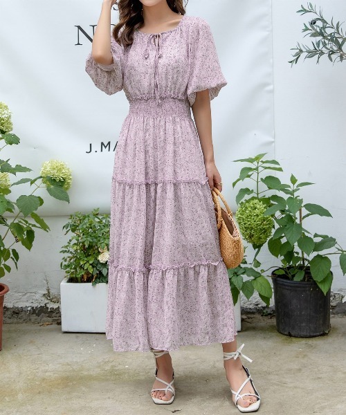 「DAY CLOSET」 半袖ワンピース M パープル レディース_画像6