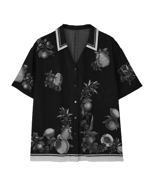 ブラウス シャツ MEDI FRUIT SCARF PATTERN SHEER SHIRT レディースの画像