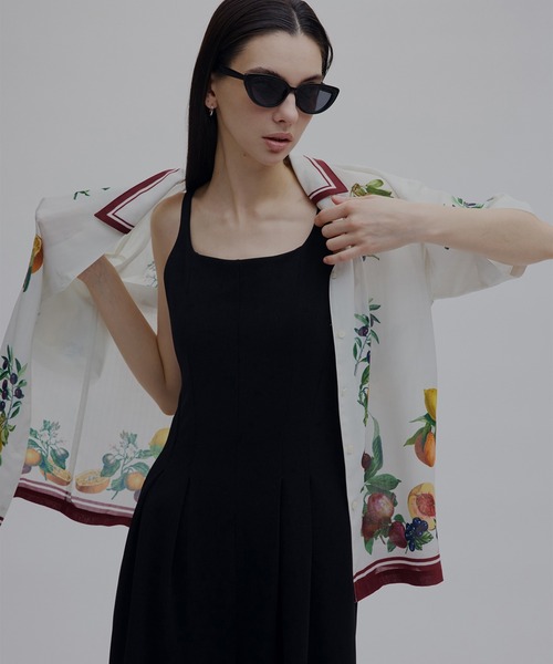 ブラウス シャツ MEDI FRUIT SCARF PATTERN SHEER SHIRT レディースの画像