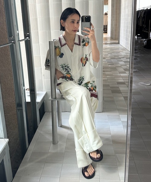 ブラウス シャツ MEDI FRUIT SCARF PATTERN SHEER SHIRT レディースの画像