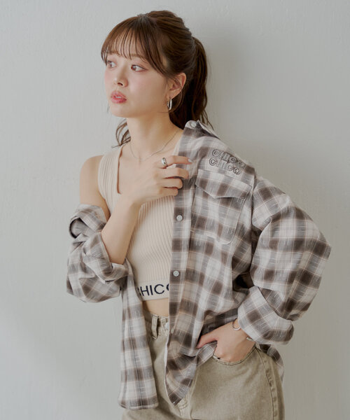 Chico（チコ） 長袖ネルシャツ FREE ネイビー レディース : ZOZOTOWN 