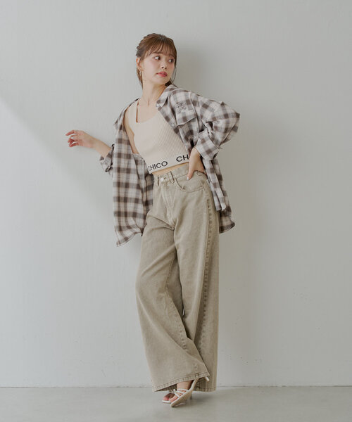Chico（チコ） 長袖ネルシャツ FREE ネイビー レディース : ZOZOTOWN 