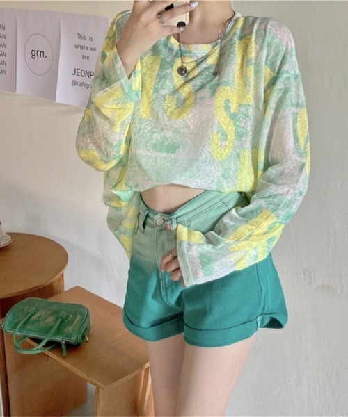 トップス Y2K tシャツ Y2K シアーロゴプリントルーズトップス レディース : ZOZOTOWN