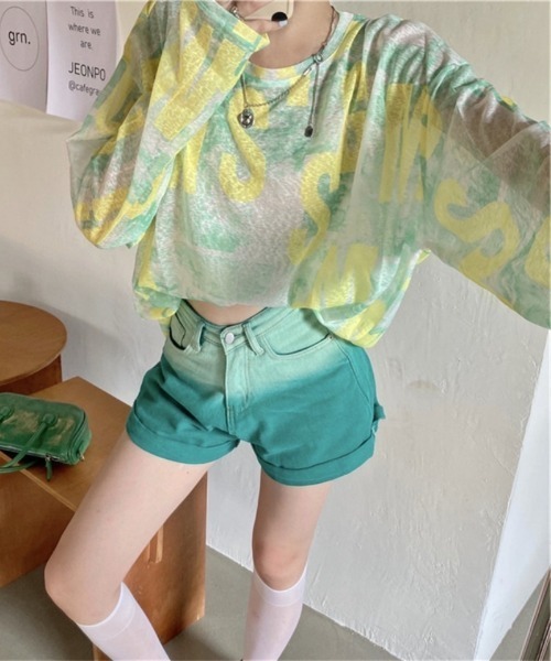tシャツ Y2K シアーロゴプリントルーズトップス レディース : ZOZOTOWN