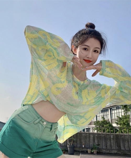 tシャツ Y2K シアーロゴプリントルーズトップス レディース : ZOZOTOWN