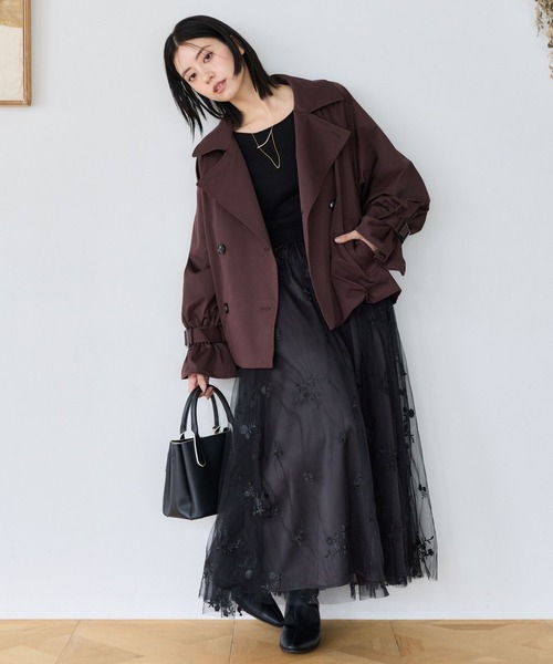 mysty woman（ミスティウーマン） ワンピース チュール刺繍ニット