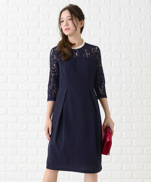 Lace Ladies ドレス 花柄レース膝丈ワンピース・ドレス