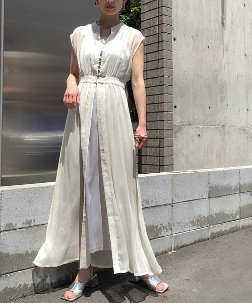 格安人気 ワンピース G Aime 楊柳シアーフレンチスリーブワンピース 気質アップ Durber24 Com