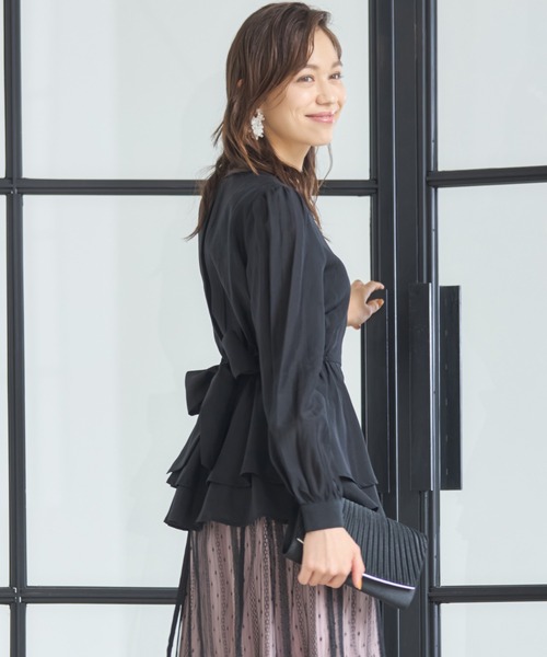 Et.UNiVER 黒 シースルー長袖 ペプラムドレス　S Et.UNiVER 黒 シースルー長袖 ペプラムドレス M デートや同伴にも