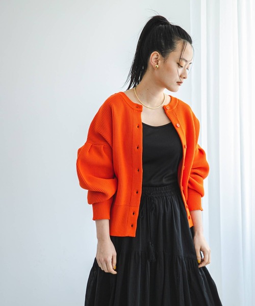 bohmal（ボマール） カーディガン 前後2WAY袖タックカラフルダンボール