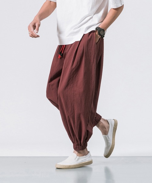 Cloudstyle パンツ 「Cloudstyle」メンズ9分丈綿麻無地サルエル