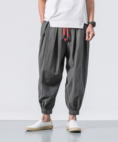 Cloudstyle パンツ 「Cloudstyle」メンズ9分丈綿麻無地サルエルパンツ