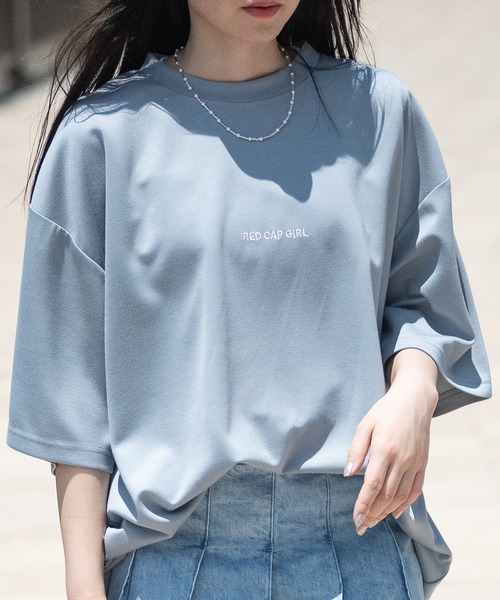 売れ筋商品|||イーブン アンド オド Tシャツ レディース トップス Basic T-shirt - carriage red 2024AW新作】 RED CAP GIRL 16/-オープンエンド天竺 胸刺繍 ロン
