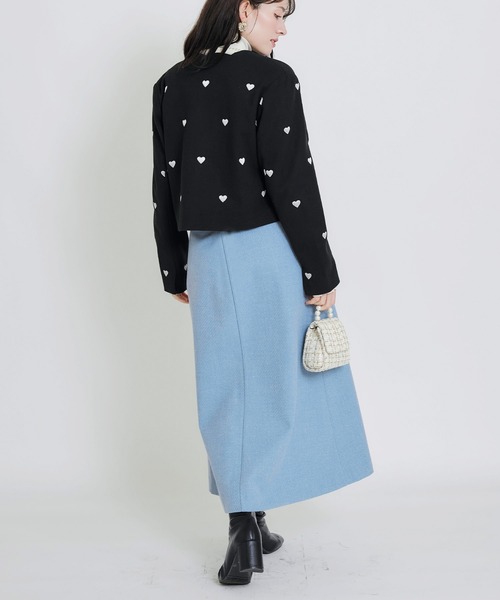 PICCIN PERLA ジャケット ノーカラージャケット ハート刺繍スカラップ