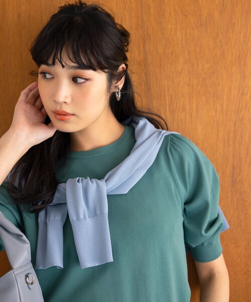 ニット セーター 「UVケア・接触冷感」MINA 6分袖ニットプルオーバー レディース 組曲 ニット セーター 「UVケア・接触冷感」MINA 6分袖ニット