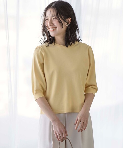 ニット セーター 「UVケア・接触冷感」MINA 6分袖ニットプルオーバー レディース 組曲 ニット セーター 「UVケア・接触冷感」MINA 6分袖ニット