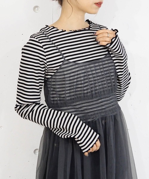 tシャツ メローシアーロンTOPS レディース BONLECILL tシャツ シアーインナー ハイネックメロープル