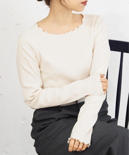 tシャツ Mellow velour top レディース ALEXIA STAM（アリシアスタン）の「Mellow Hem Rib Cropped Top