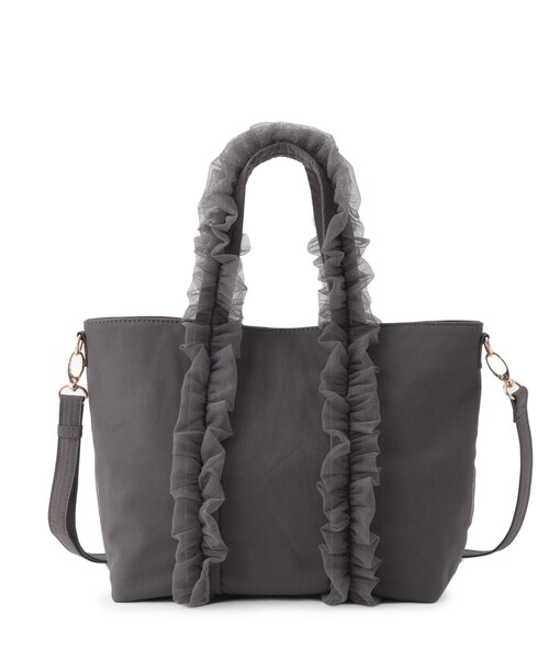 grove（グローブ） トートバッグ チュールフリルハンドル2WAYトート
