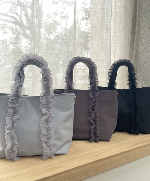 grove（グローブ） トートバッグ チュールフリルハンドル2WAYトート