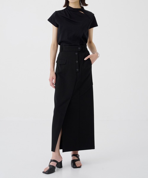 DIESEL◇O-ASIS CARGO SKIRT/ロングスカート/42/ナイロン/グレー