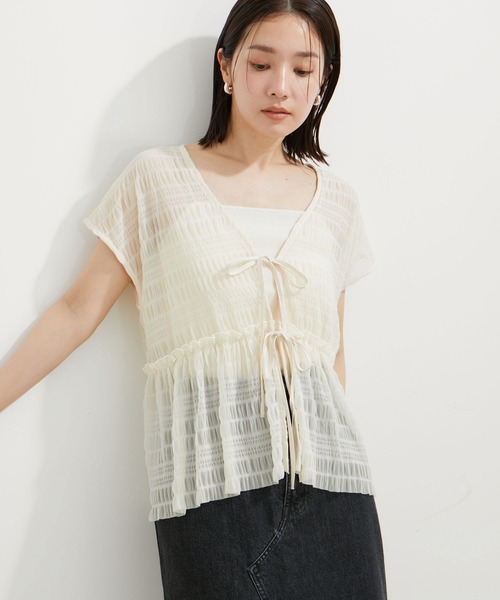 VIS tシャツ シャーリングカーデ×キャミアンサンブル レディース  