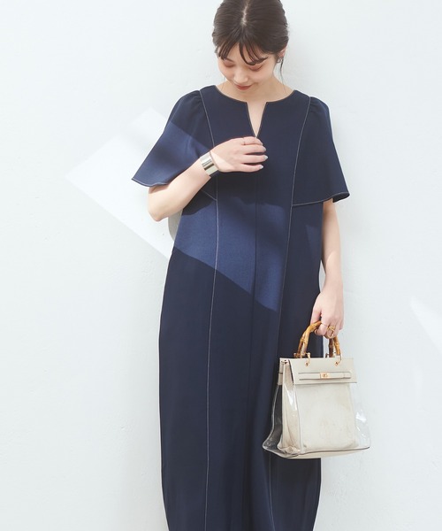 natural couture」 ノースリーブワンピース FREE サックスブルー 