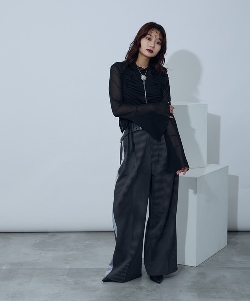 Ellno de Mavie パンツ スラックス サイドラインスラックス