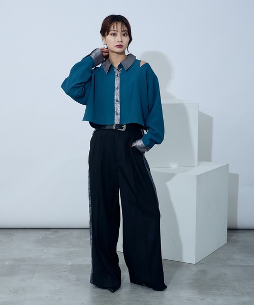 Ellno de Mavie パンツ スラックス サイドラインスラックス