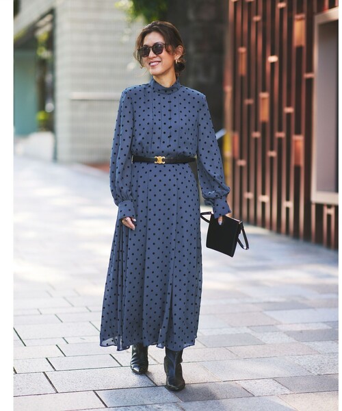 ≪AMARC×RONEL≫大草直子さん 着用 シアードットドレス ブラック RONEL ワンピース シアードットドレス : ZOZOTOWN Yahoo!店