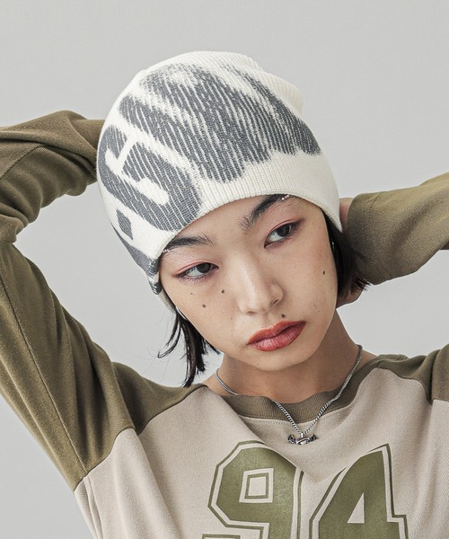 X-girl（エックスガール） ニット帽 ニットキャップ FUZZY LOGO KNIT