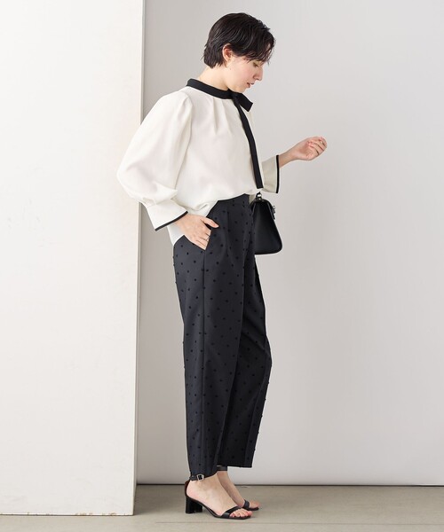 NOLLEY'S ウォッシャブルドットツッキリツータックテーパードパンツ NOLLEY'S パンツ 「セットアップ対応」ウォッシャブルドットツッ