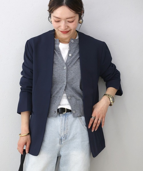 Aletta vita ジャケット ノーカラージャケット ダブルクロスノーカラー