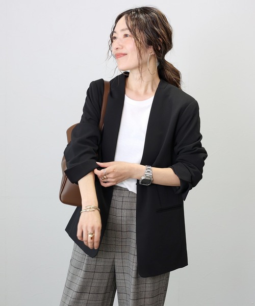 Aletta vita ジャケット ノーカラージャケット ダブルクロスノーカラー