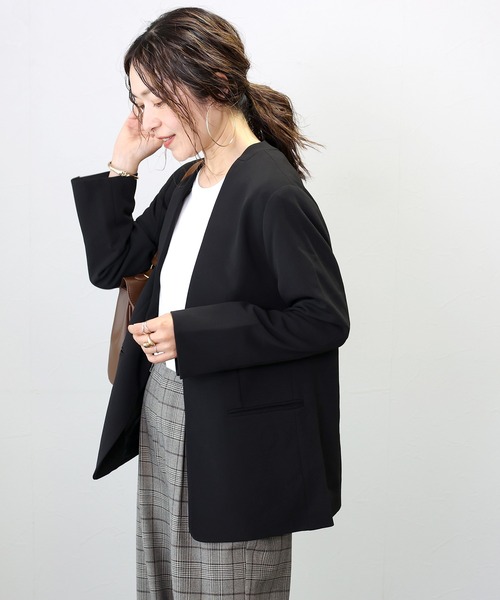 Aletta vita ジャケット ノーカラージャケット ダブルクロスノーカラー