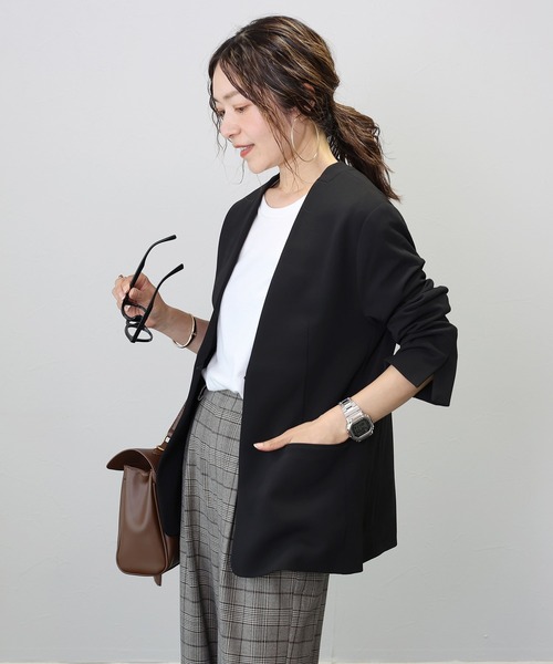 Aletta vita ジャケット ノーカラージャケット ダブルクロスノーカラー