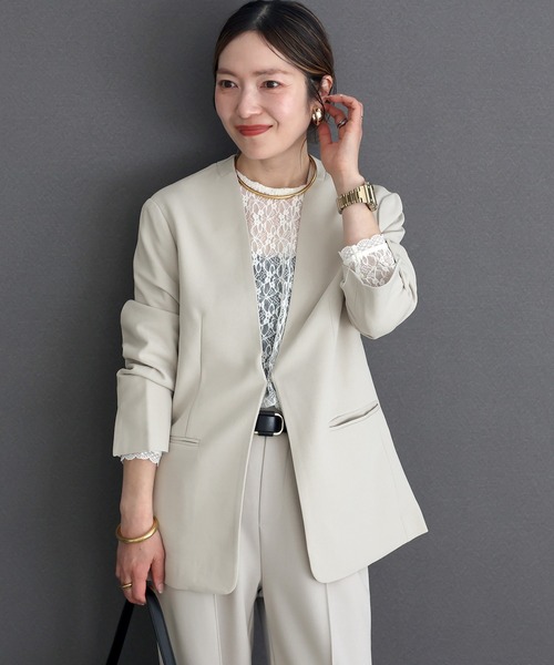 Aletta vita ジャケット ノーカラージャケット ダブルクロスノーカラー