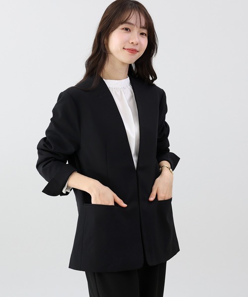 Aletta vita ジャケット ノーカラージャケット ダブルクロスノーカラー