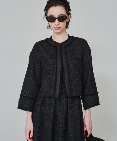 ドレステリア☆ツイードジャケット☆美品♪サイズ36 DRESSTERIOR ジャケット ノーカラージャケット 「スタイリスト