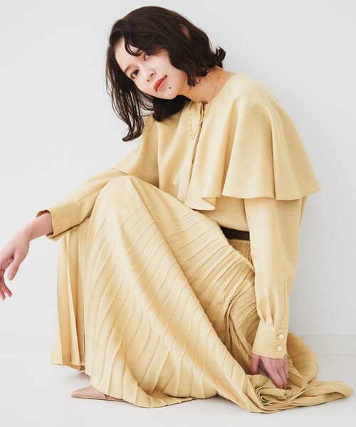 【新品】UNTITLED アンタイトル ケープスリーブ ペプラム ブラウス 2 セットアップ可能】ペプラムブラウス（シャツ・ブラウス） | UNTITLED