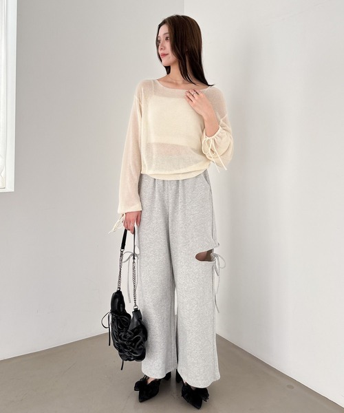 スパンコールニット Heather ニット セーター スパンコールメッシュニット 326336